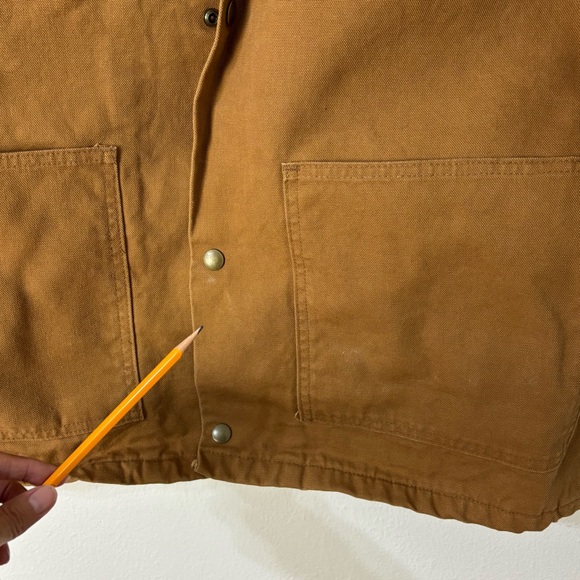 Vtg Liberty 70s/80s Lined Chore Barn Jacket Mens L Brown Canvas Corduroy Collar - Picture 10 of 13